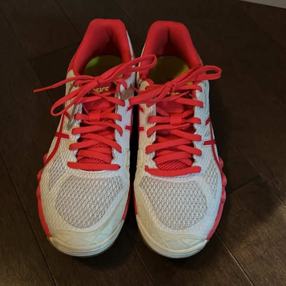 Asics Court Shoes, White & Laser Pink - Picture 8 of 11